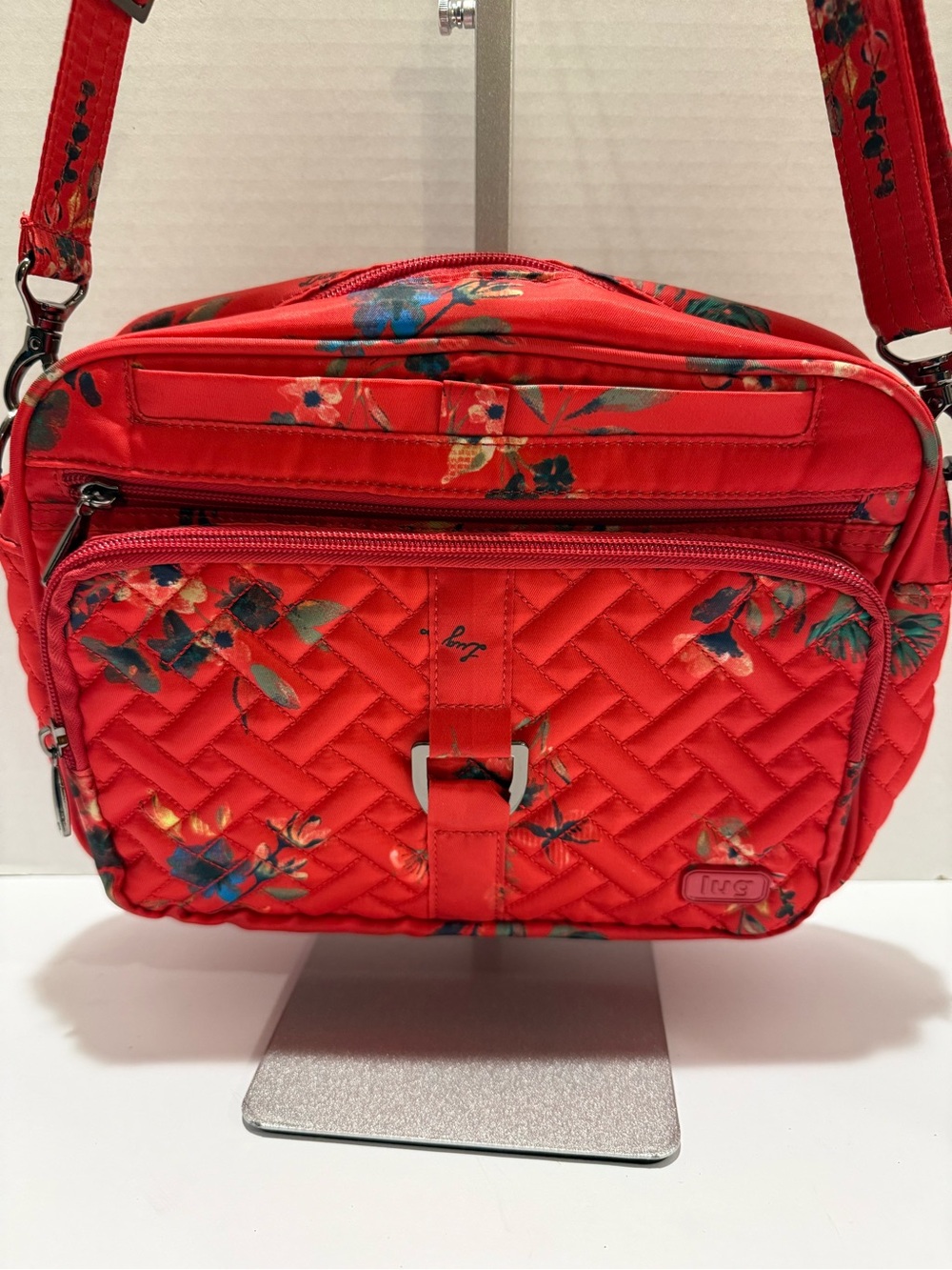 LUG Carousel XL Crossbody Bag l Red Floral Quilted